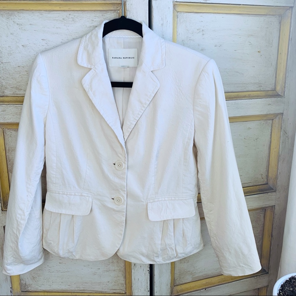 Banana Republic Cream Linen Blend Jacket
